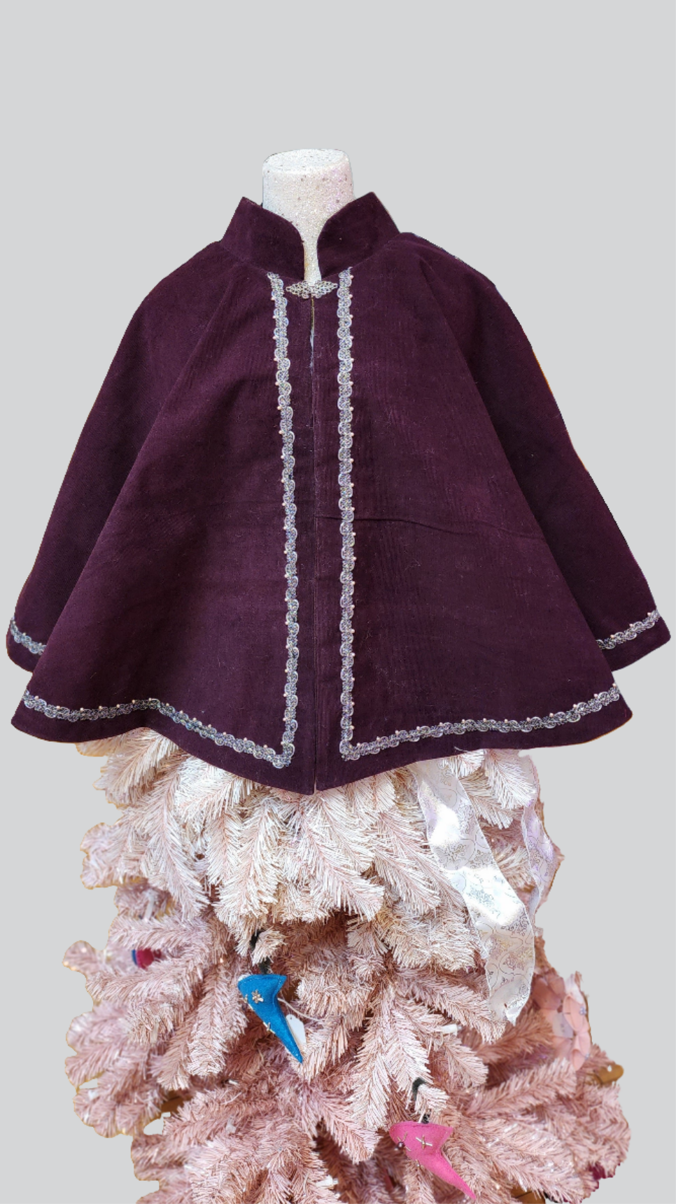 Aubergine Corduroy Full Circle Cape by Hollyville