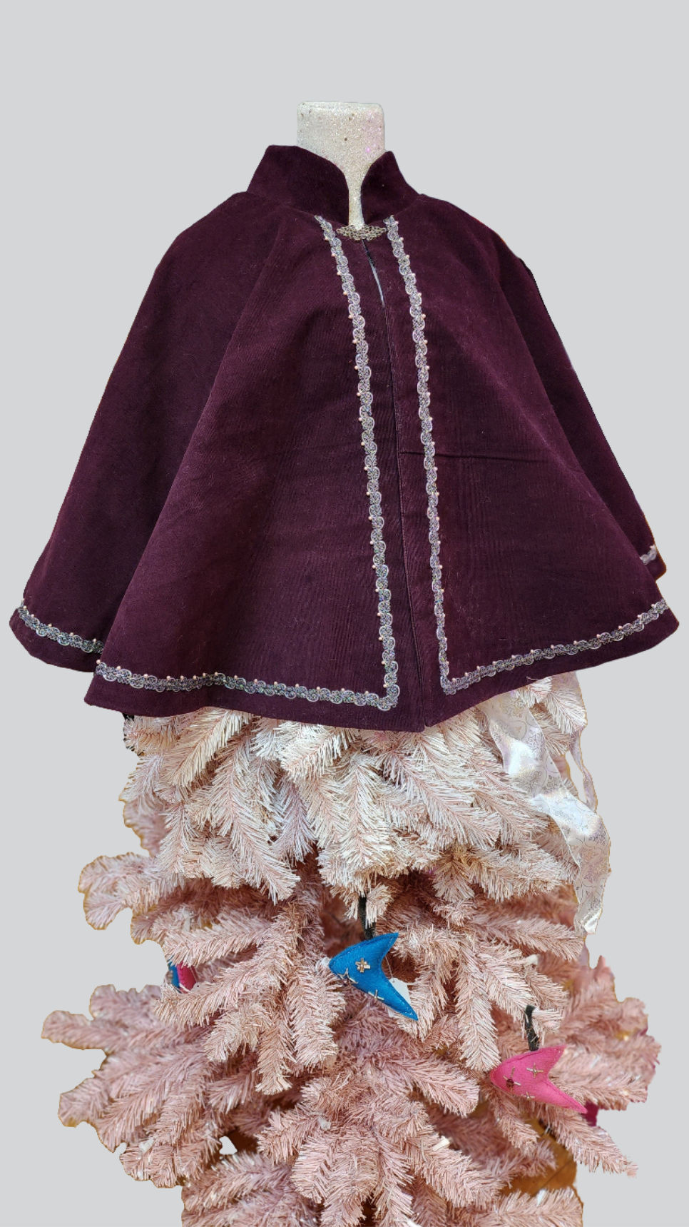 Aubergine Corduroy Full Circle Cape by Hollyville