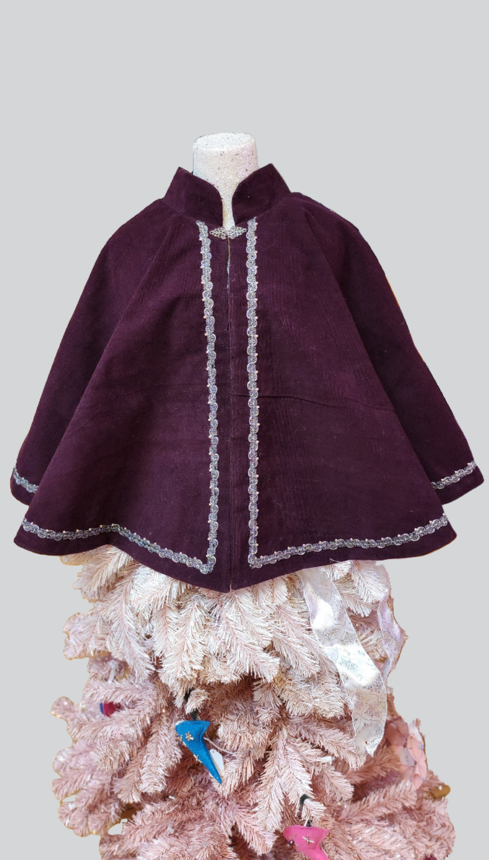 Aubergine Corduroy Full Circle Cape by Hollyville
