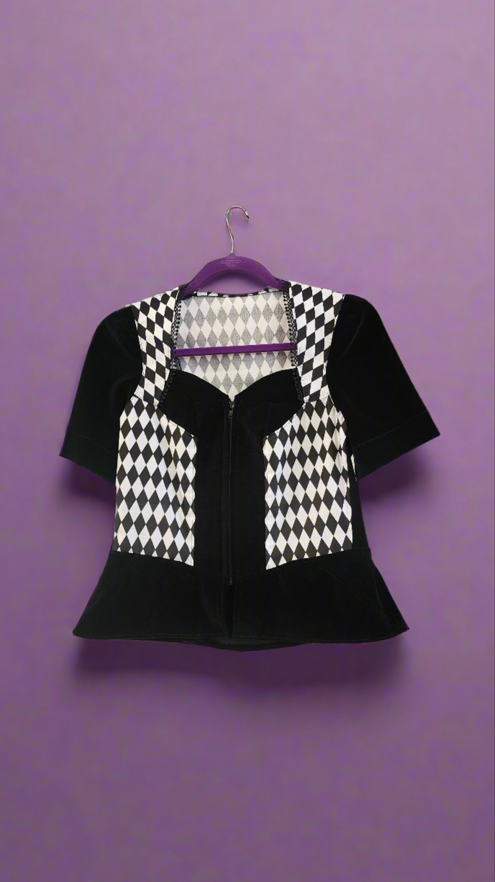 Queen of Hearts Harlequin Jester Diamond Argyle Top and Skirt Set by Hollyville