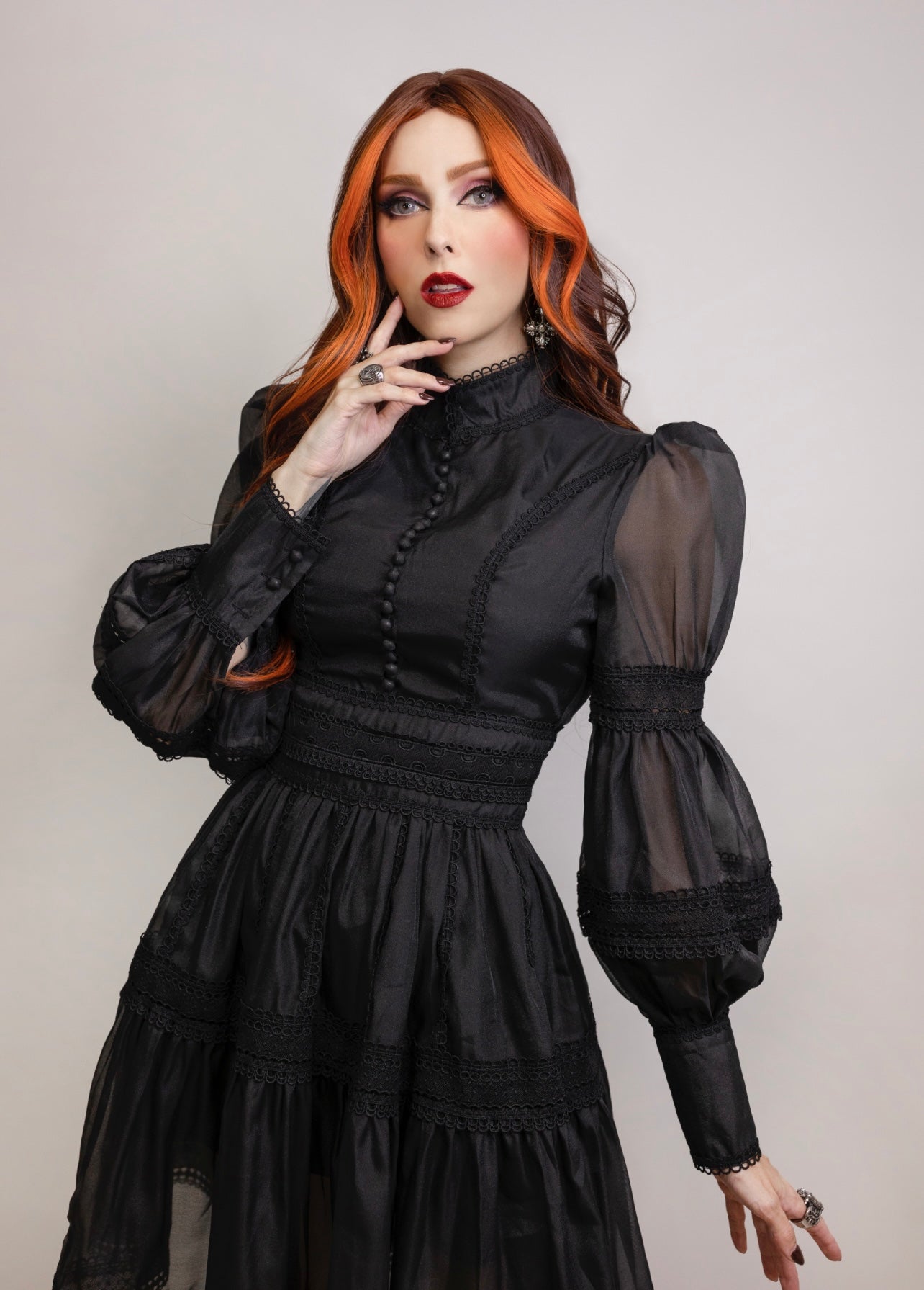 Morgana - Romantic Victorian Inspired Party Dress in Black - PRE-ORDER