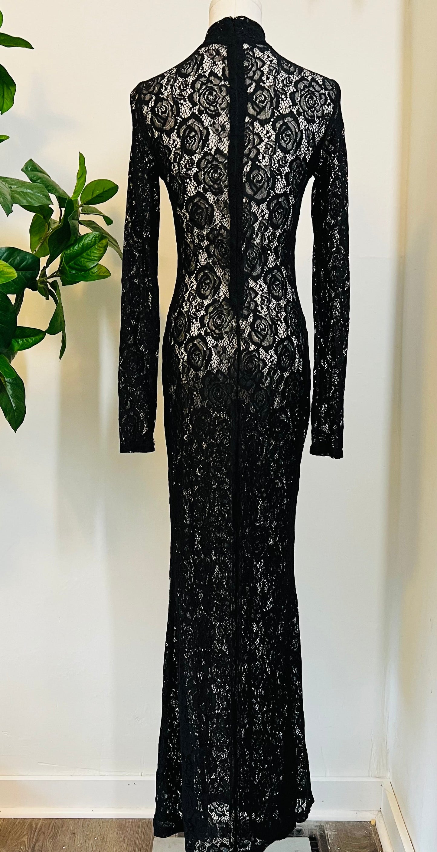 Persephone - Deadly Sheer Floral Lace Maxi Dress