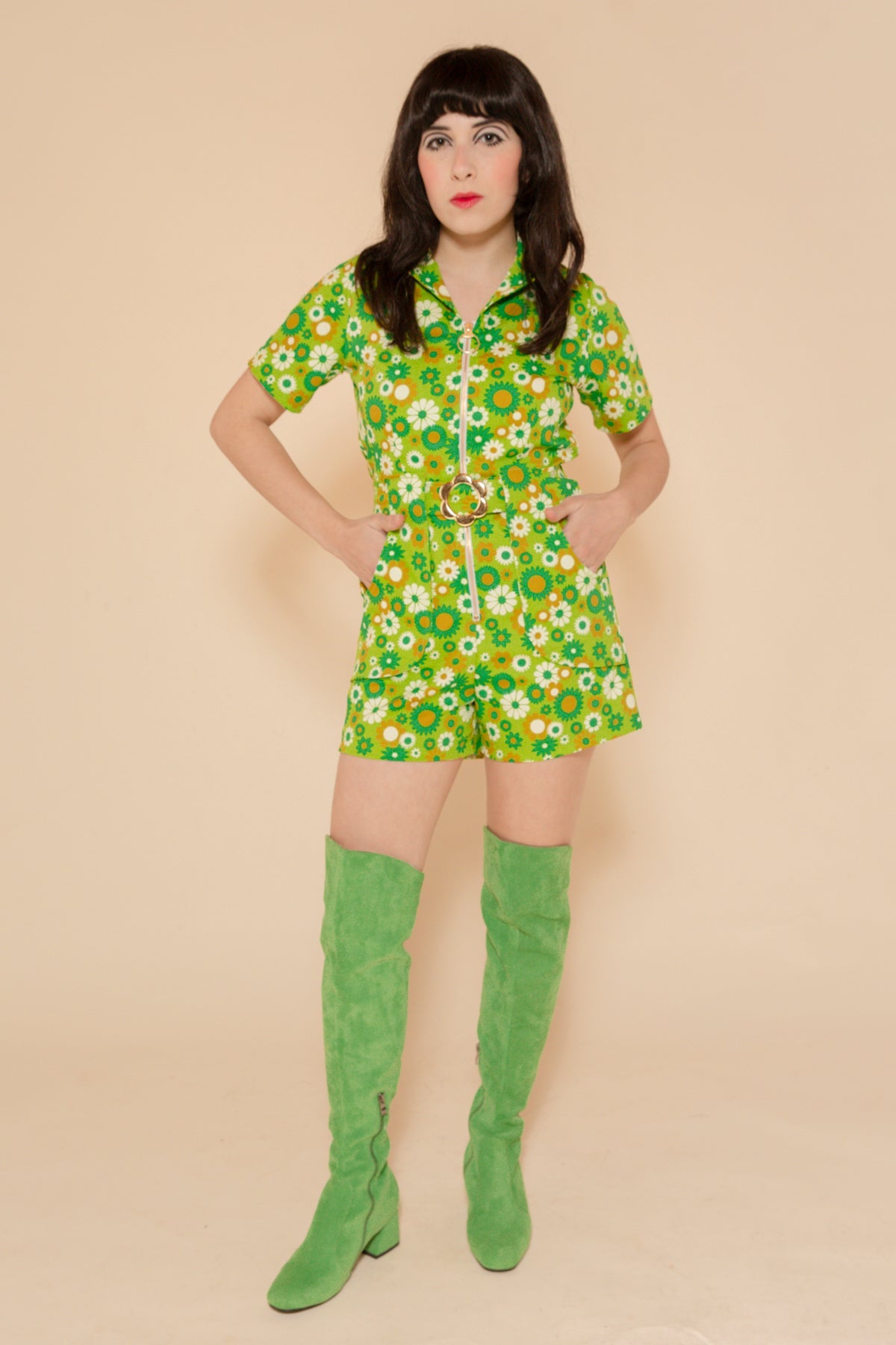 Green Daisy Romper