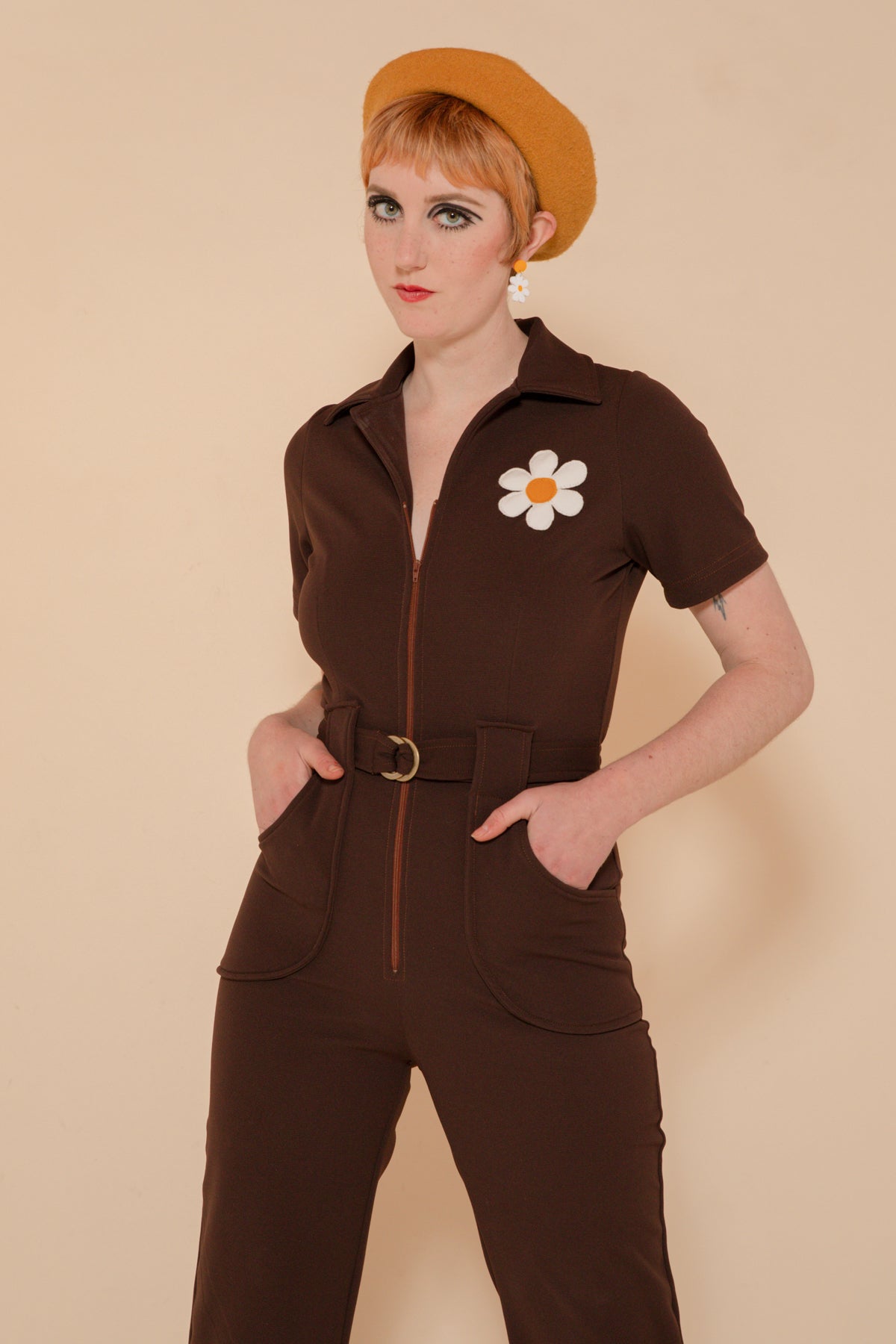 The Flower Power Jumpsuit in Chocolate