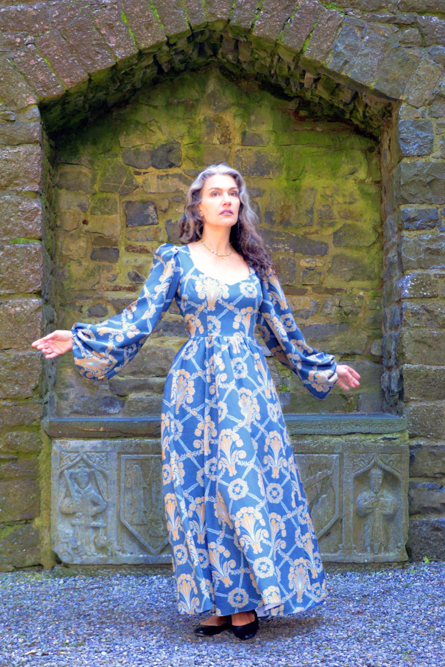 Lucrezia Maxi Gown in Take Me to Galway Crepe | Laura Byrnes & Hope Johnstun