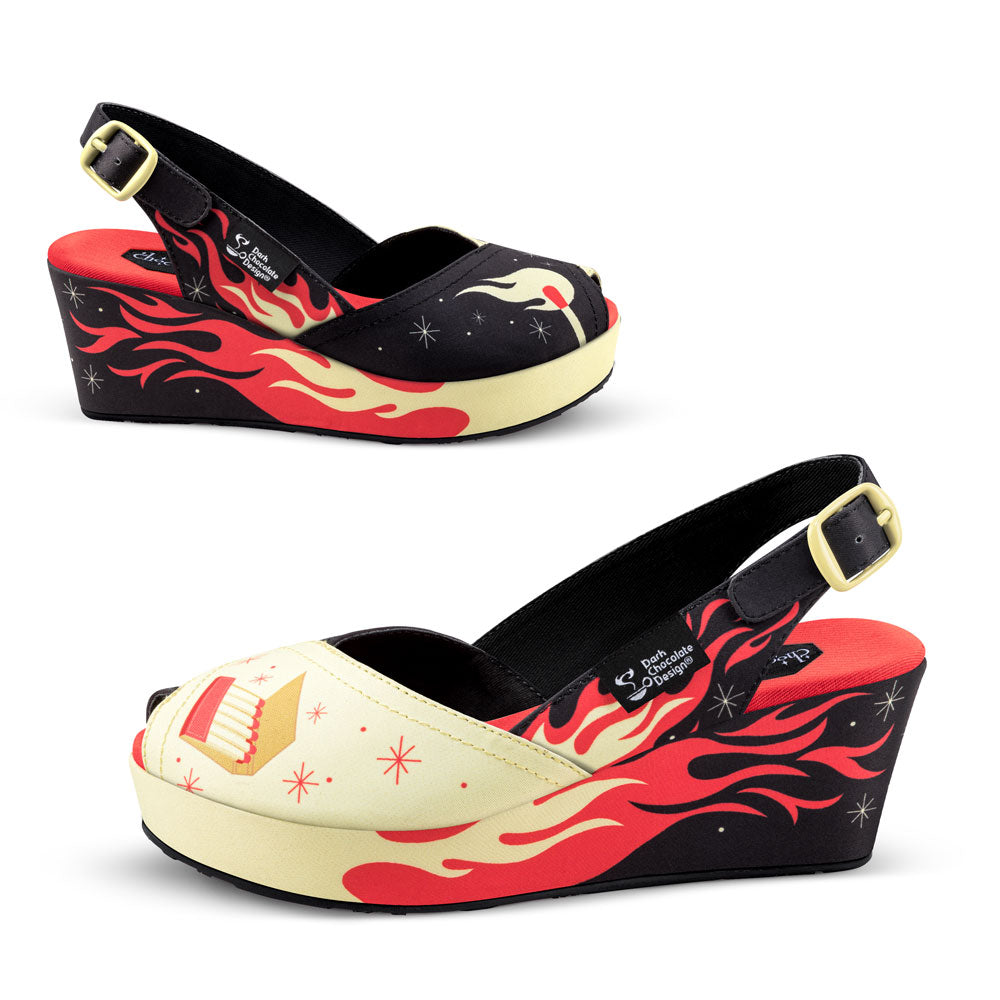 Chocolaticas® She's On Fire Women's Sandal Wedge Shoes