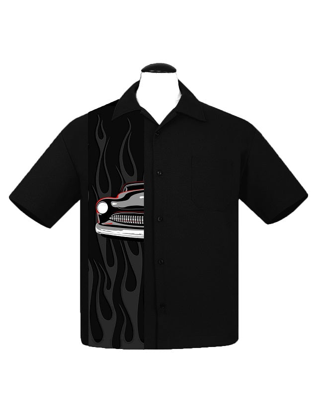 Merc Flame Panel Bowling Shirt by Steady Clothing