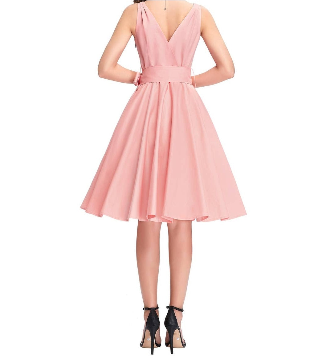 Julie Fit and Flare Dress in Pink by Miss Lulo