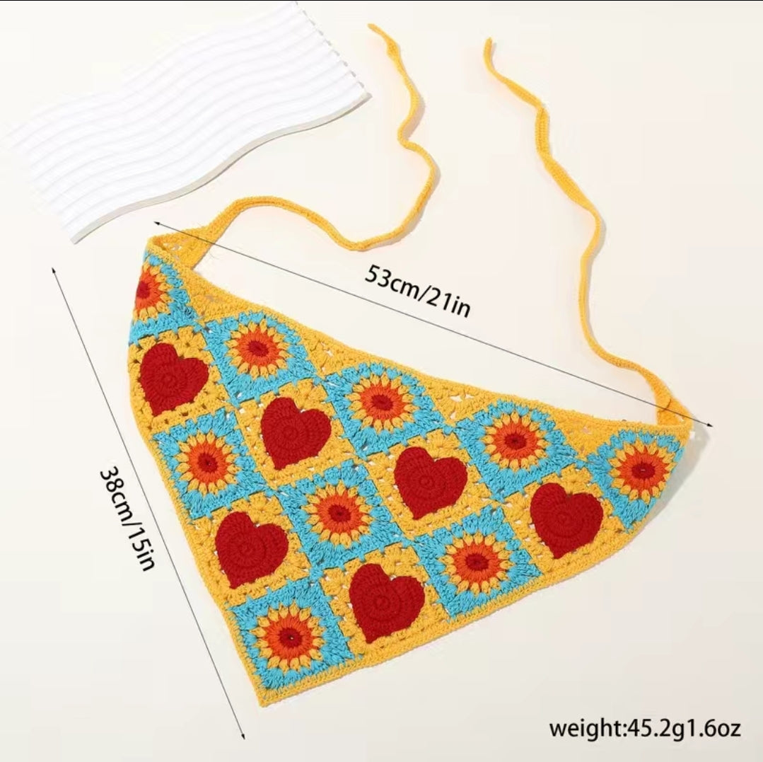 Heart Crochet Hair Scarf