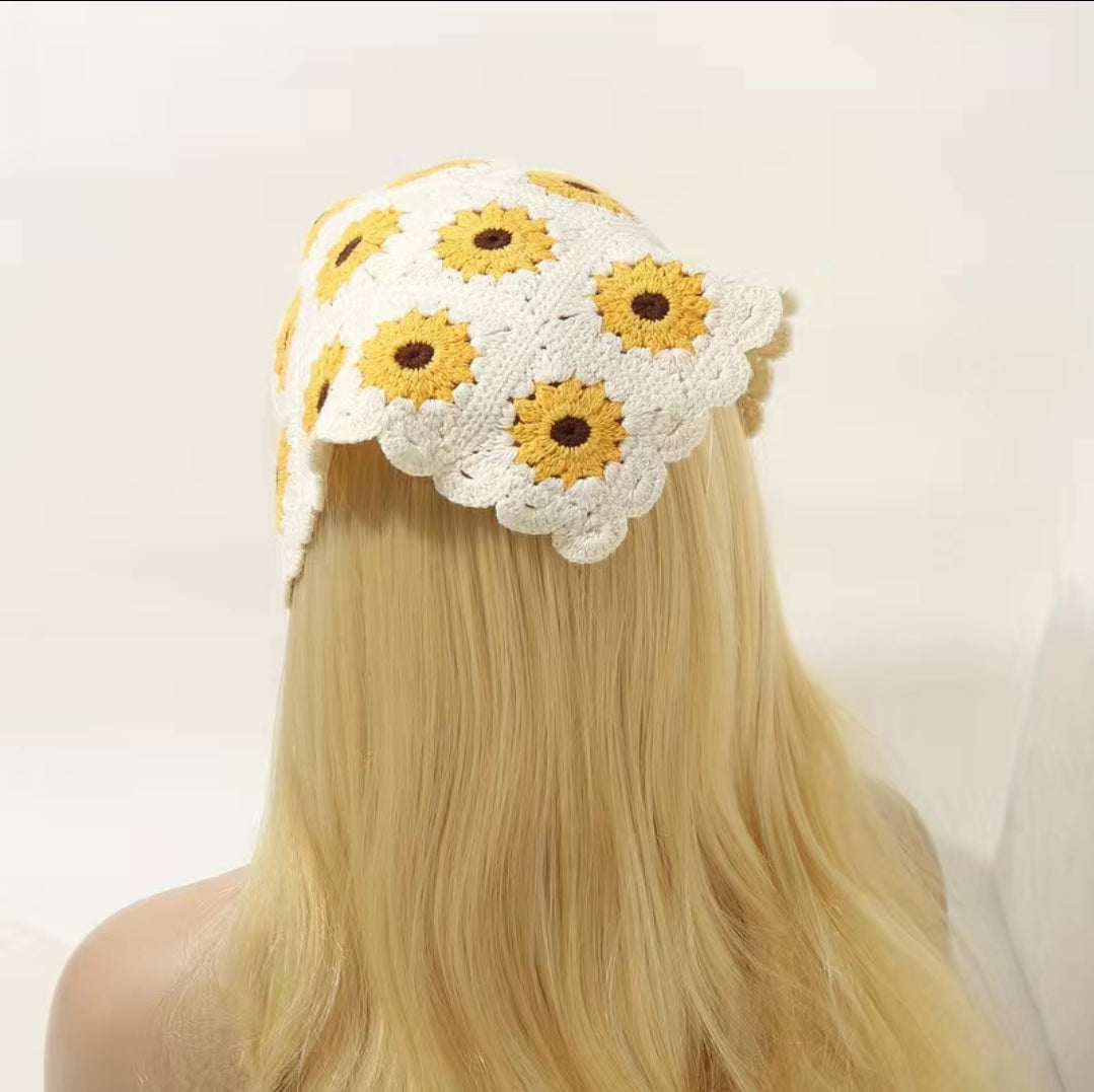 Sunflower Crochet Hair Scarf