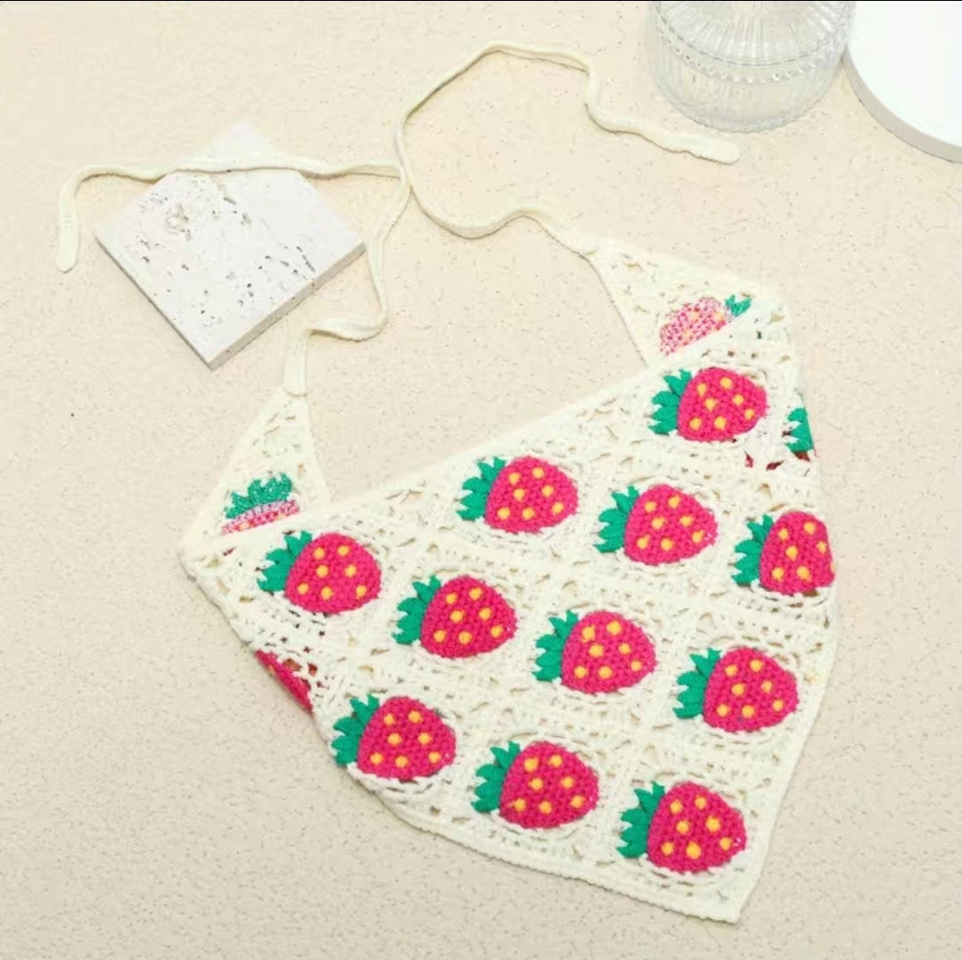Strawberry Crochet Hair Scarf