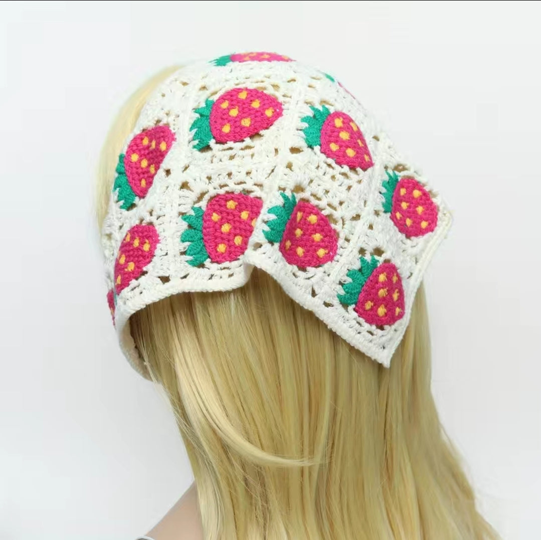 Strawberry Crochet Hair Scarf