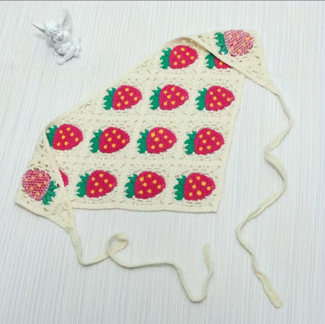Strawberry Crochet Hair Scarf