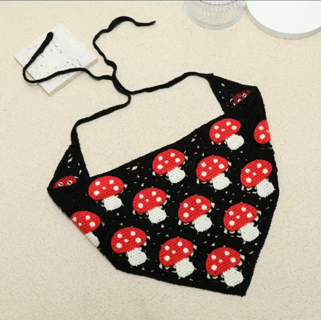 Mushroom Crochet Hair Scarf