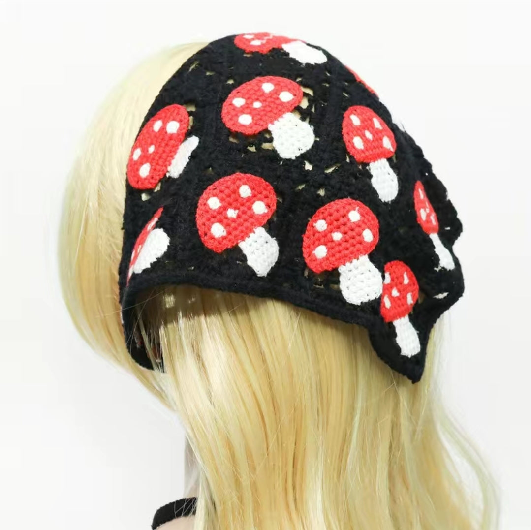 Mushroom Crochet Hair Scarf