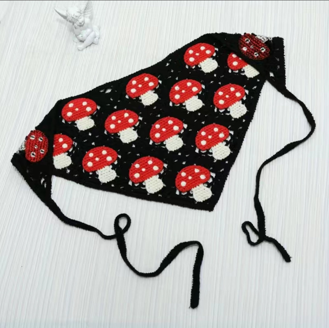 Mushroom Crochet Hair Scarf