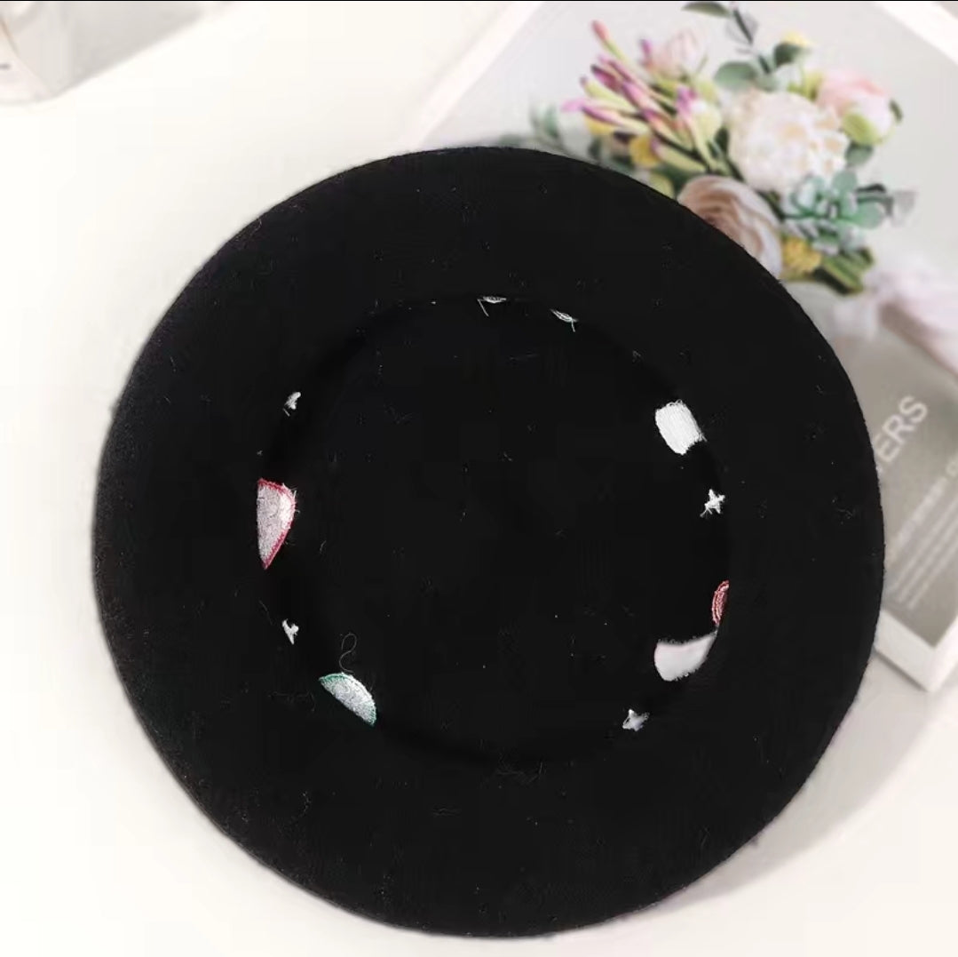 Mushroom Embroidered Beret