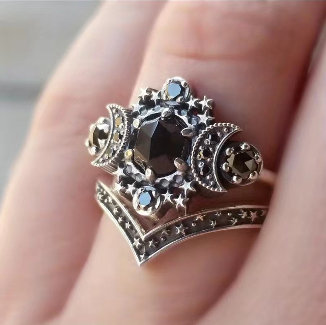 Star and Moon Ring Set