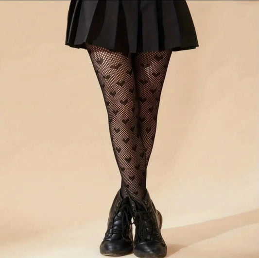 Heart Fishnet Tights