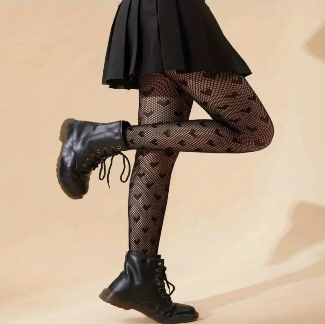 Heart Fishnet Tights