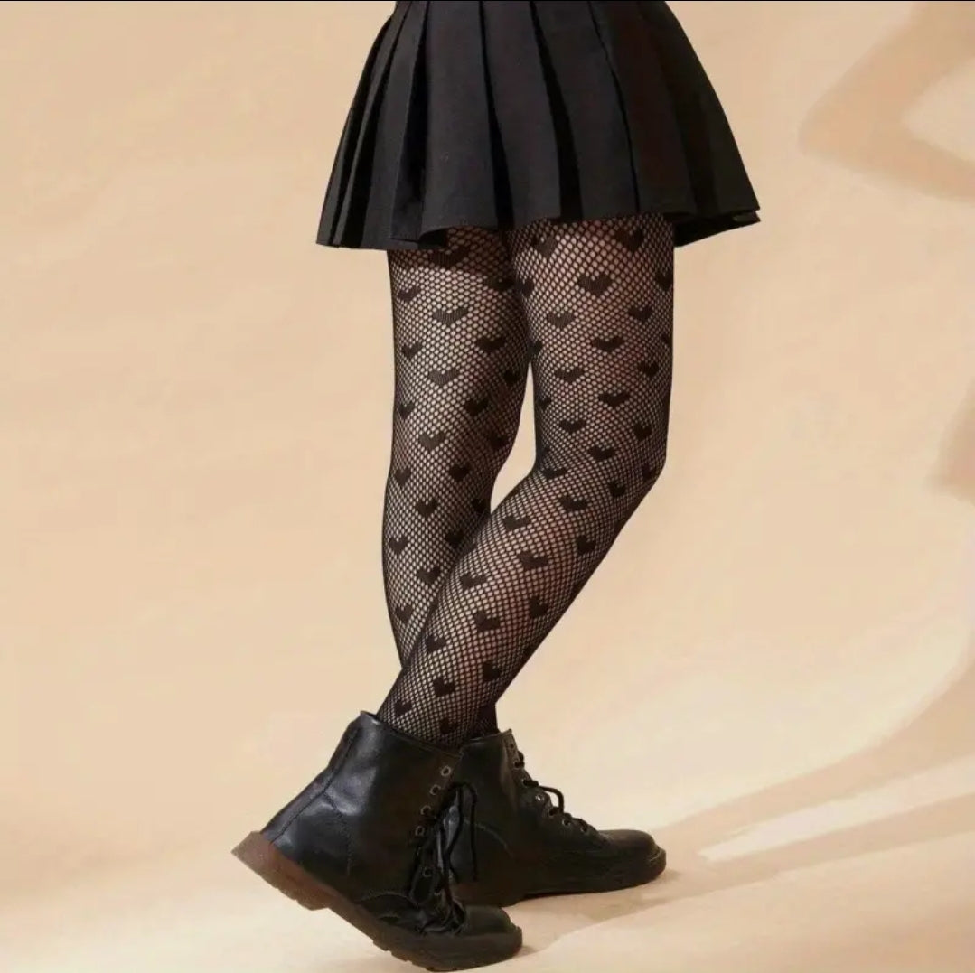 Heart Fishnet Tights