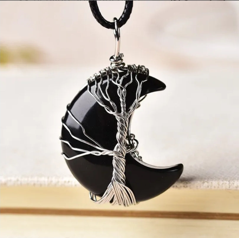 Moon Wire Wrapped Necklace