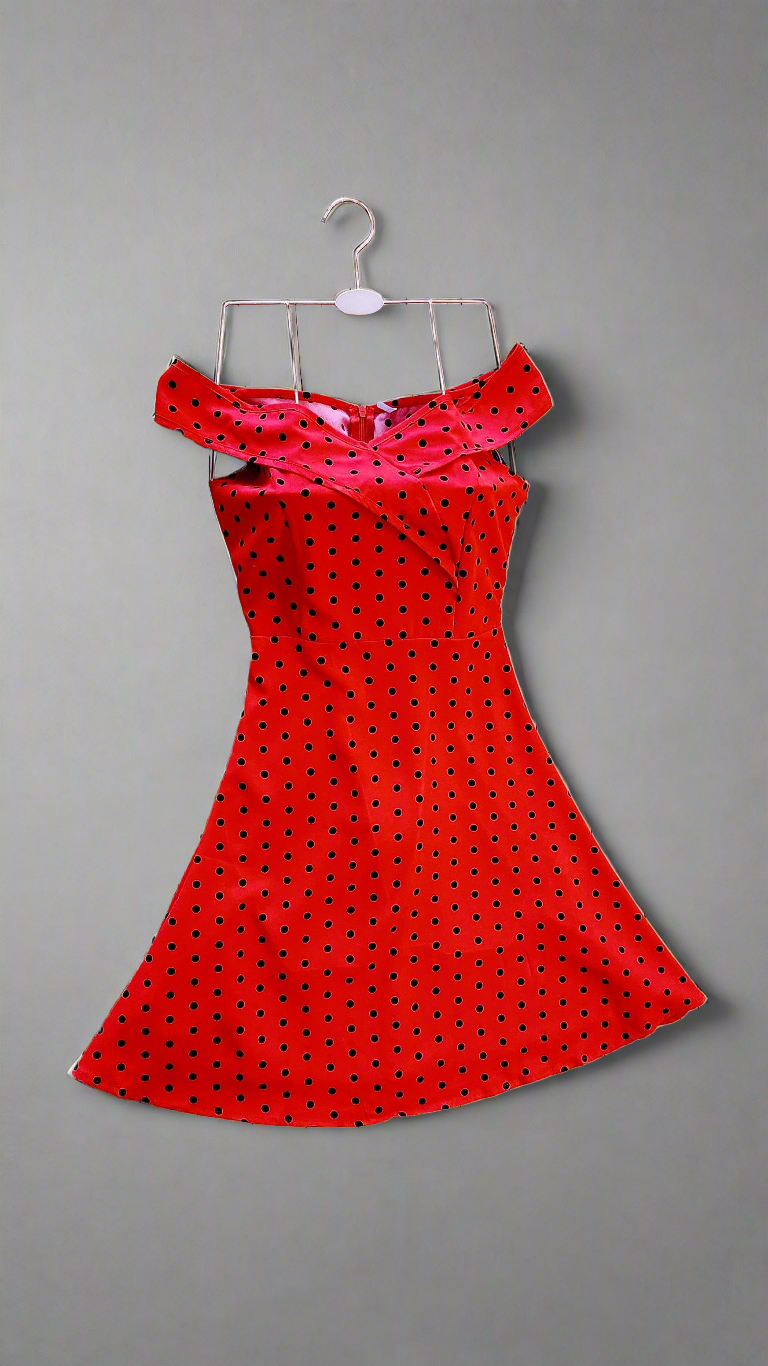 Red Polkadot Retro Print Dress