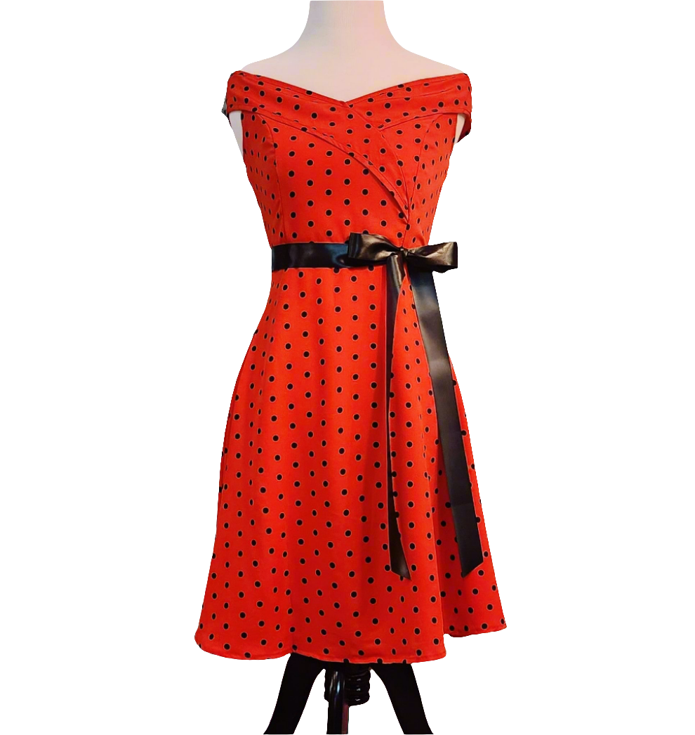 Red Polkadot Retro Print Dress