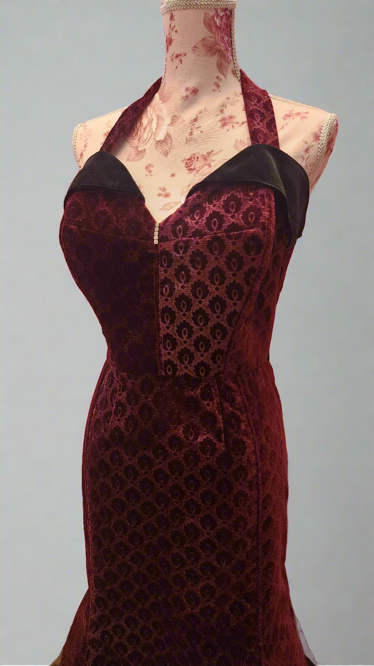 Scarlet Red Velvet Fishtail Dress by Hollyville