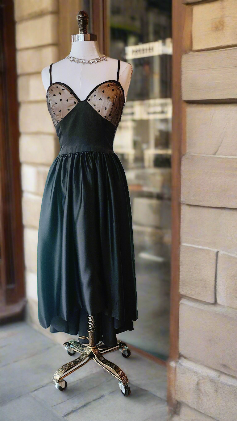 A-Line Black Satin High Low Dress