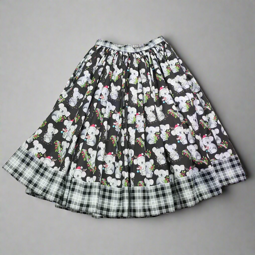 Koala Christmas Novelty Cotton Swing Skirt by Hollyville