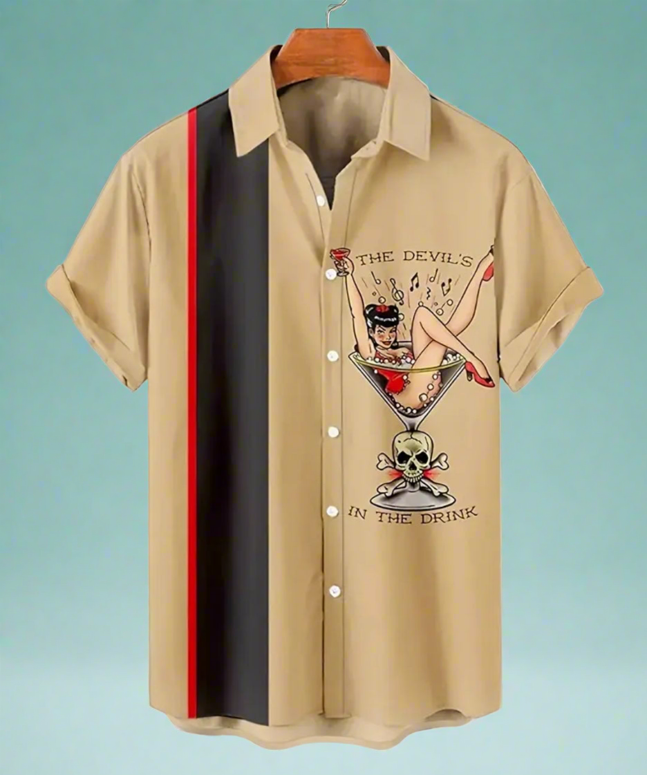 The Devils in the bottle pinup rockabilly button up shirt