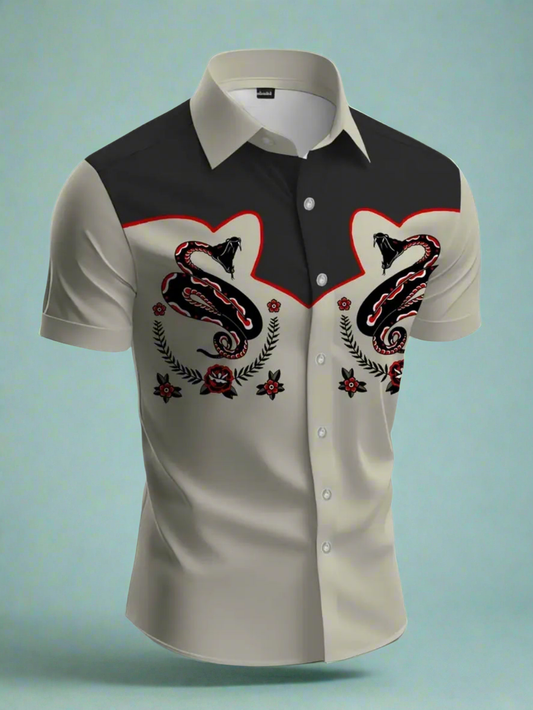 Snake Western Print Button Up Shirt