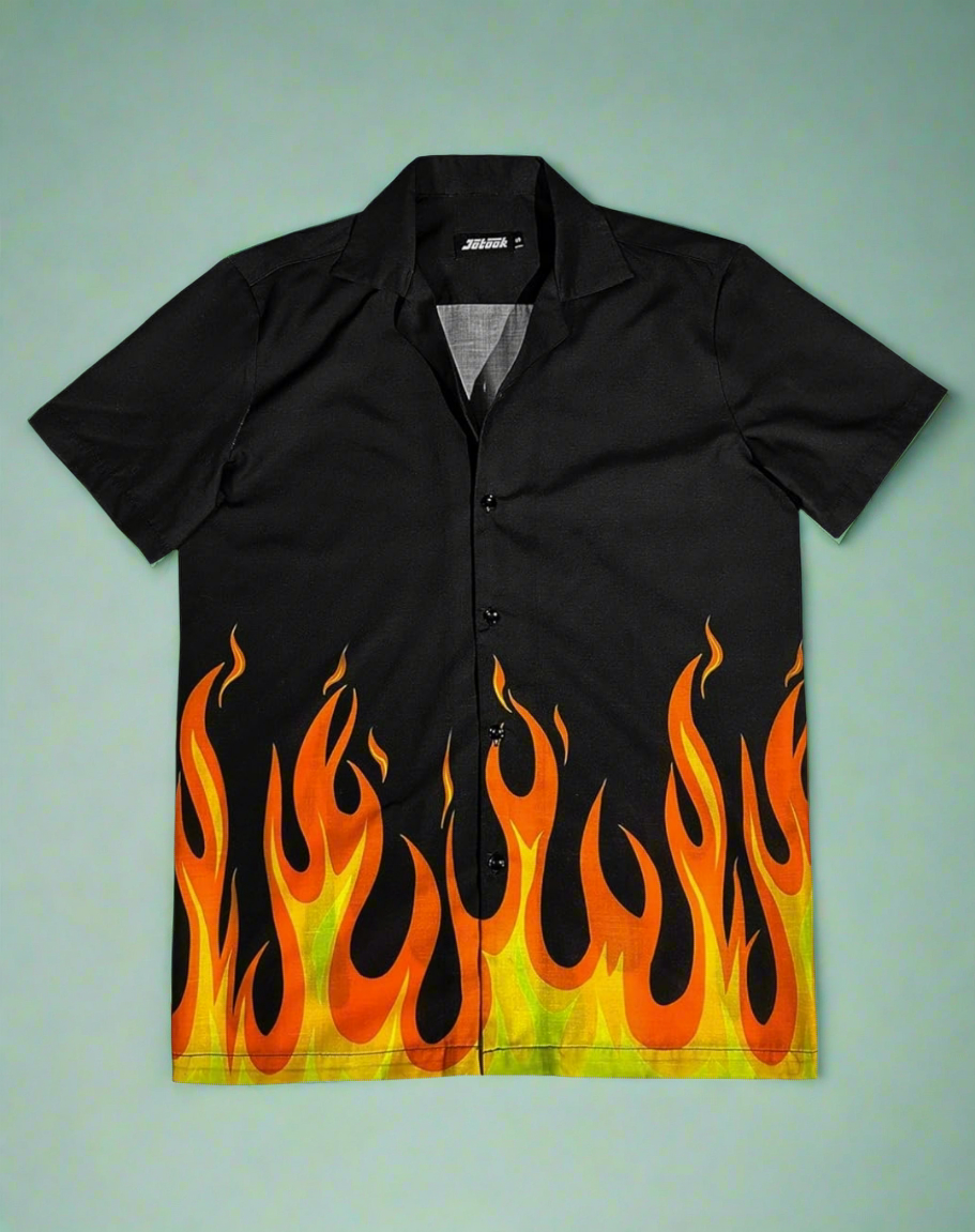 Men s Flame Button Up Shirt