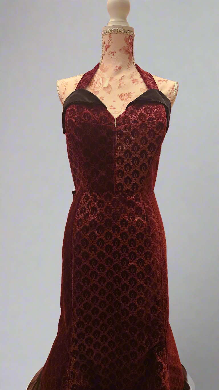Scarlet Red Velvet Fishtail Dress by Hollyville