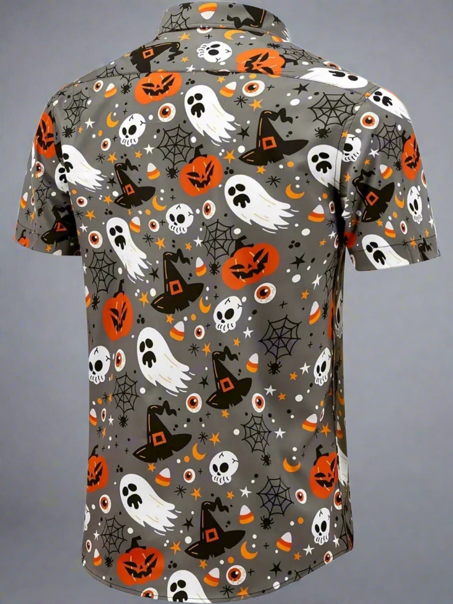 Halloween Spooky Ghost Button Up Shirt