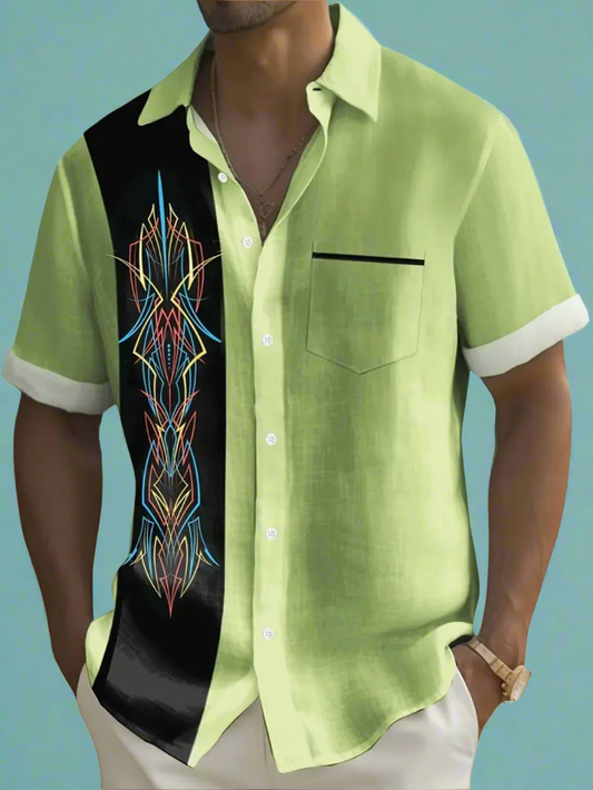Retro Rockabilly Pinstripe print button up shirt