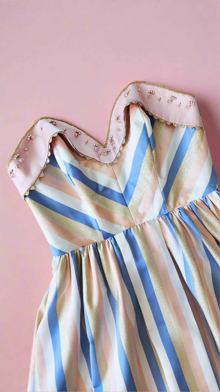 Carnival Carousel Pastel Striped 1950s Vintage Inspired Retro Pinup Dress by Hollyville