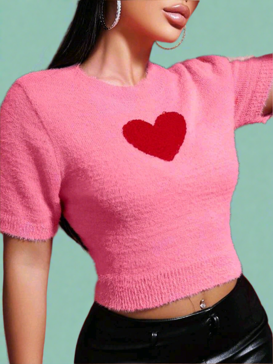 Pink Heart Love Sweater