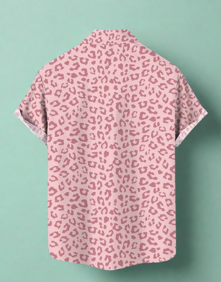 Pink Panther Leopard Print Button Up Shirt