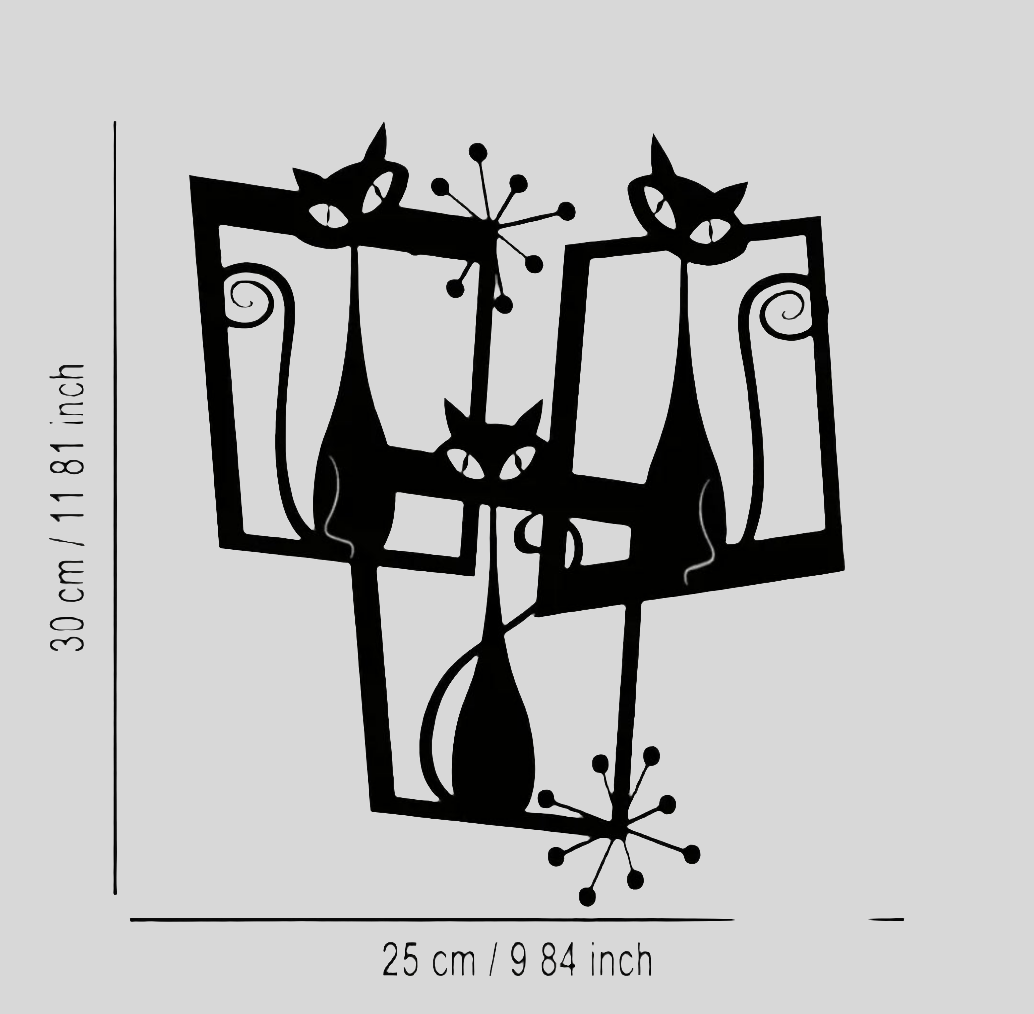 Atomic Cat Mid Century Modern Metal Iron Wall Art