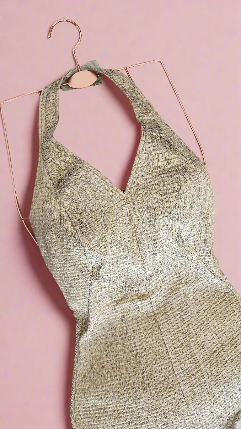 True 1950's Vintage Gold Lamé Deadstock Swimsuit by Haute Couture