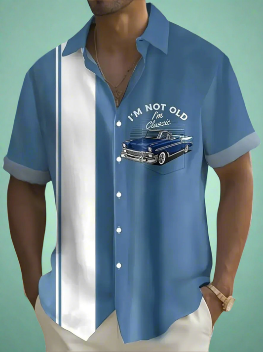 I'm Not Old I'm Classic Vintage Inspired Retro Rockabilly Button Up Bowling Shirt