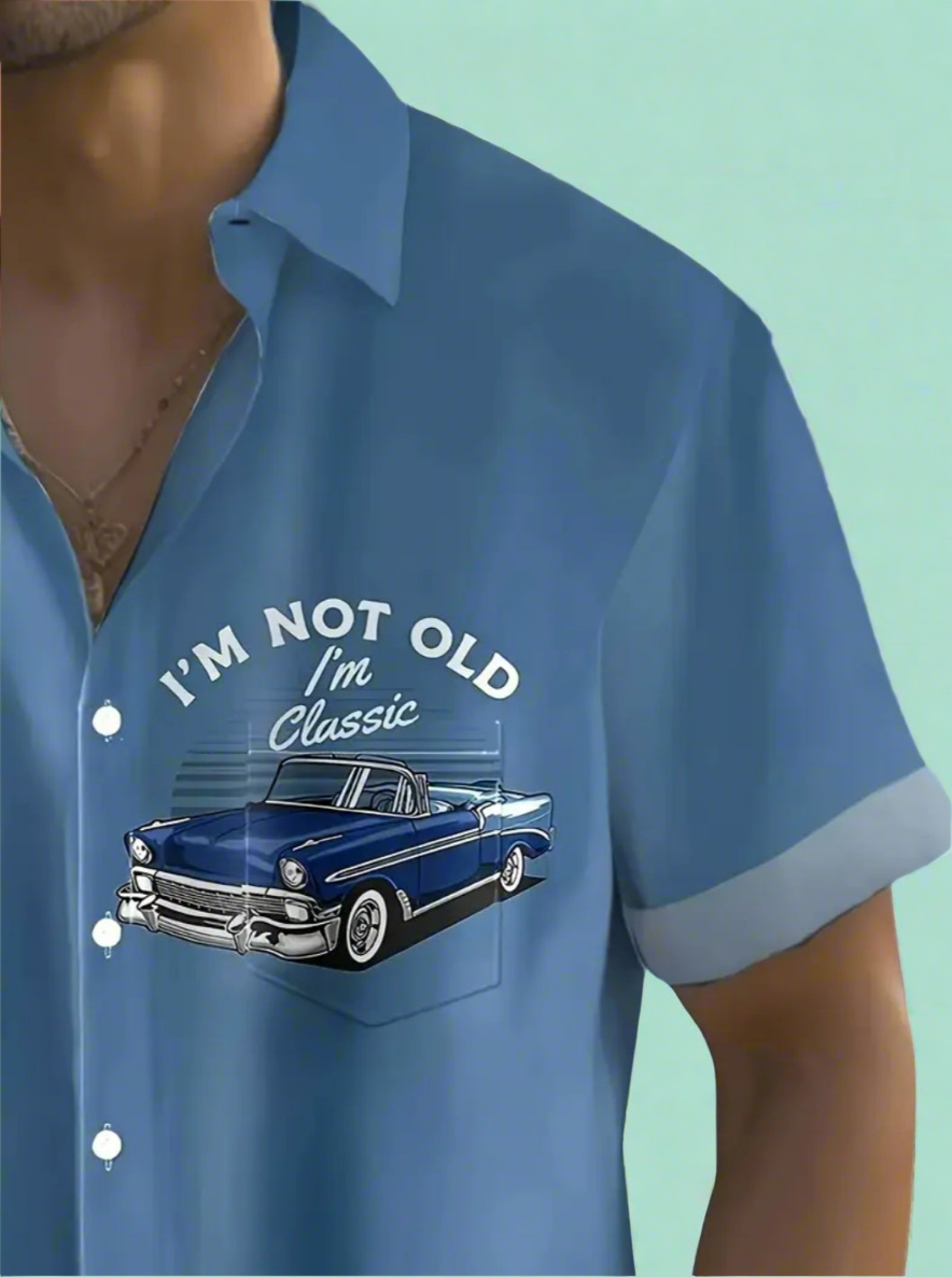 I'm Not Old I'm Classic Retro Rockabilly Classic Car Rockabilly Button Up Bowling Shirt