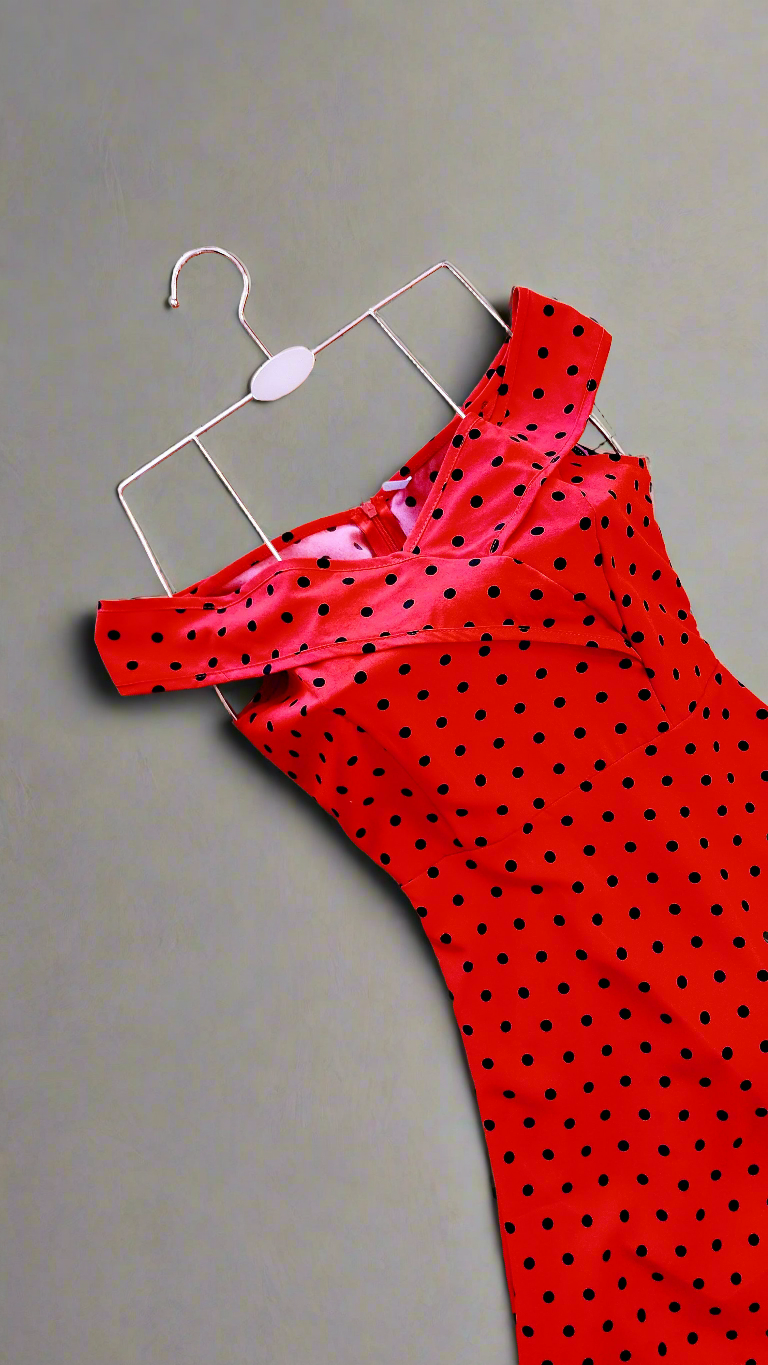 Red Polkadot Retro Print Dress