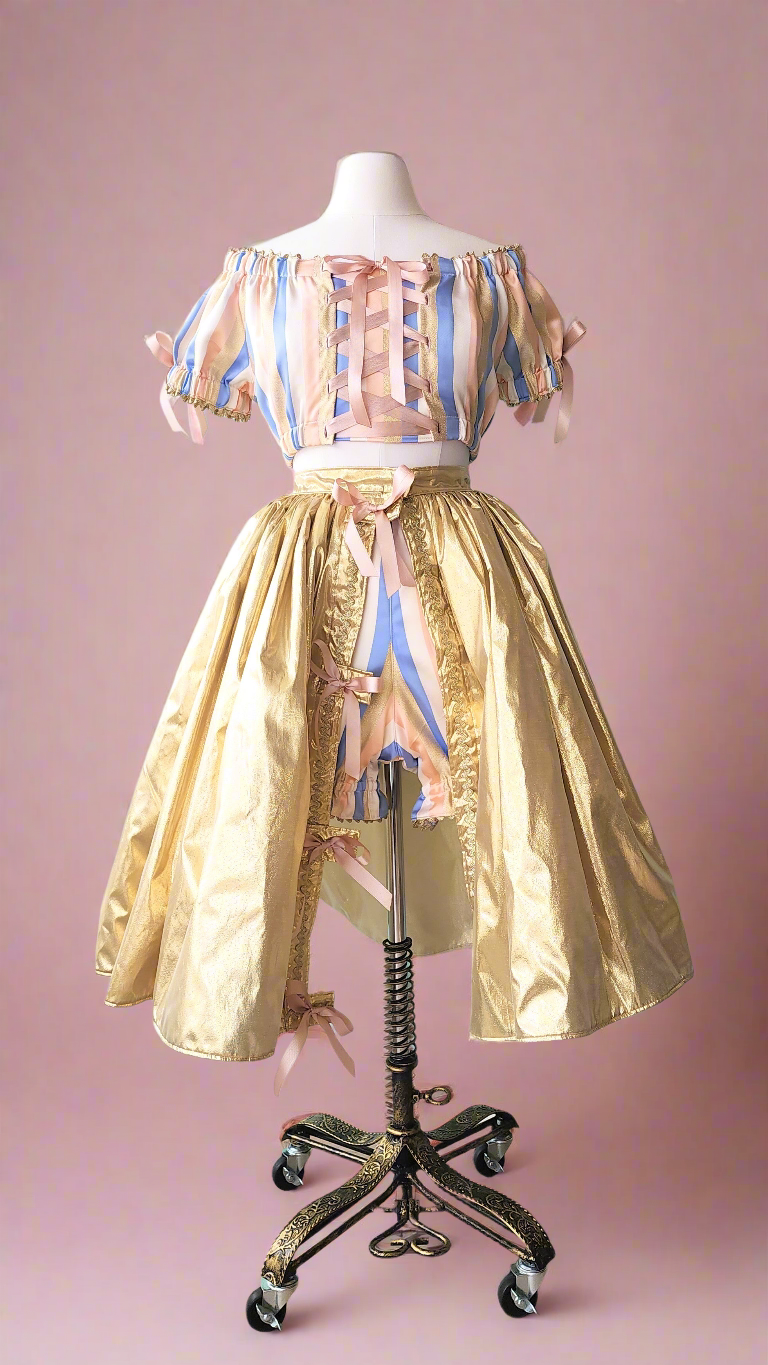 Carnival Circus Big Top Peasant Top and Bloomers Pastel Striped Matching Two Piece Set by Hollyville