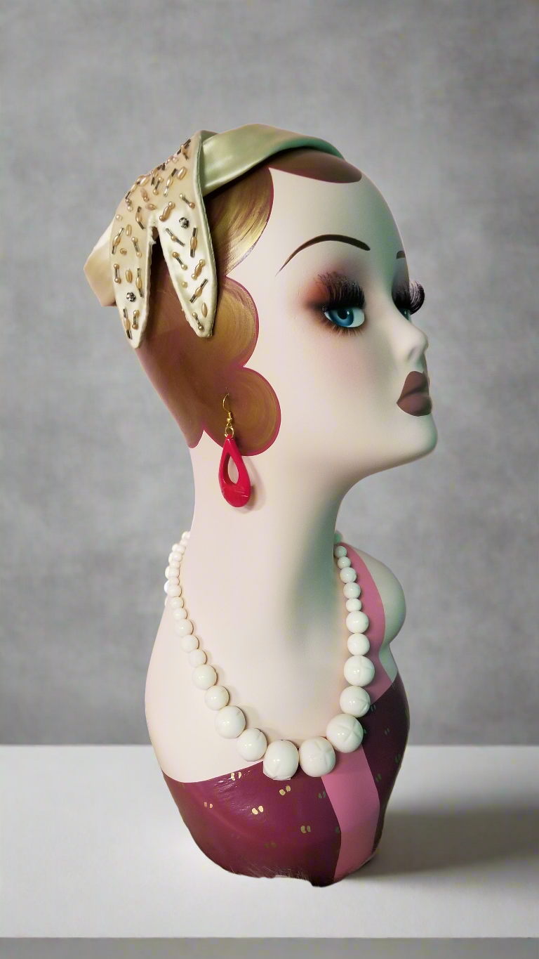 1940's 50's Ivory Satin Vintage Hat