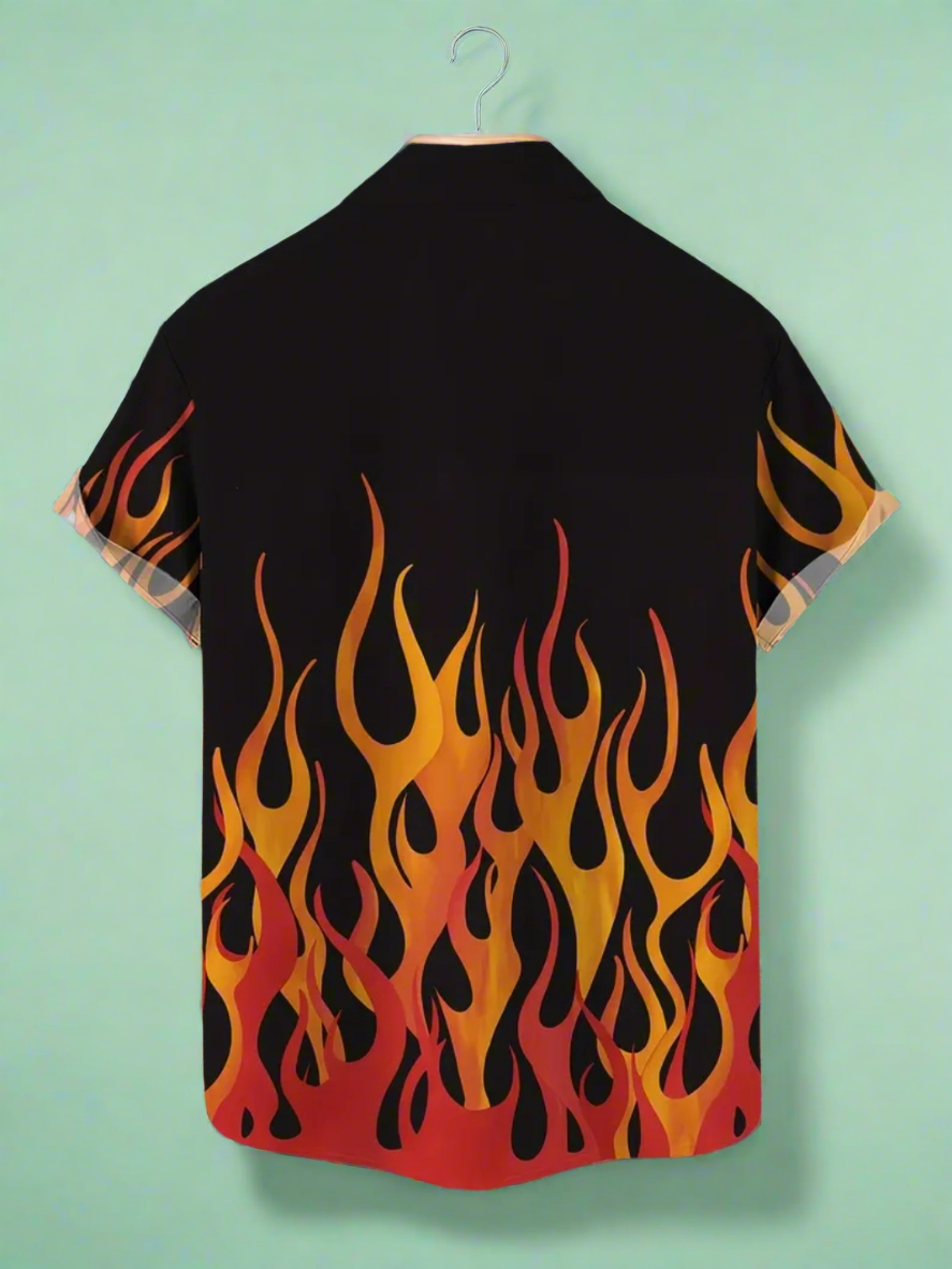 Flame Print Button Up Shirt