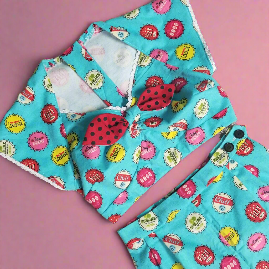 Soda Pop Vintage Inspired Flannel Pajamas Set by Hollyville