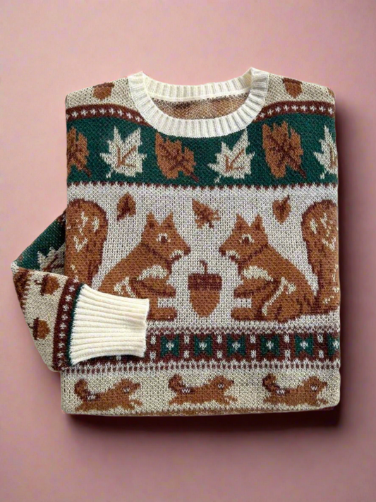 Autumn Squirrel Acorn Fall Sweater